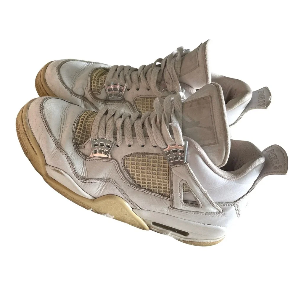 Jordan 4 Retro Pure Money White Metallic Silver 308497-100 Mens Basketball Shoes